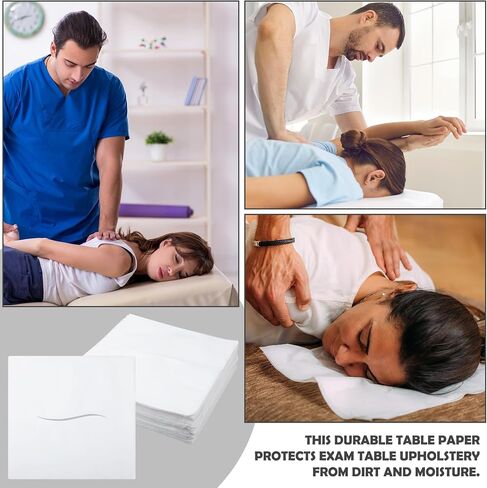 2000 قطعة من أوراق مسند الرأس مع مربعات مشقوقة، مناديل ورقية للوجه لتقويم العمود الفقري للاستعمال مرة واحدة مع فتحة للأنف، أوراق ورق فحص طبي بيضاء لطاولة تدليك فحص تقويم العمود الفقري، 30.48 سم × 30.48 سم in Kuwait