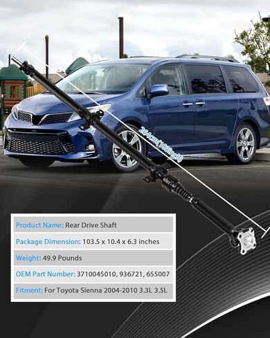 BJYXSHOP 936-721 مجموعة عمود المروحة الخلفية الكاملة لعمود المروحة متوافقة مع Toyota Sienna AWD 2004-2010 3.3L 3.5L، استبدال #3710045010 in Kuwait