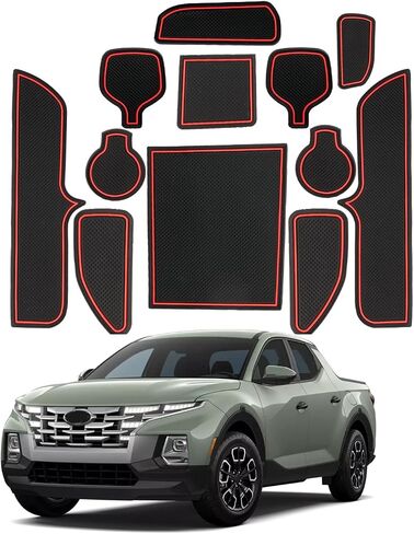 سجادات فتحة باب السيارة SHAOHAO لعام 2023 2024 Hyundai Santa Cruz، لسيارة Hyundai Santa Cruz 2023 2024 ملحقات فتحة البوابة 2022-2024 Santa Cruz SE، SEL، Night، SEL Premium، سجادات حامل أكواب محدودة 12 قطعة in Saudi Arabia