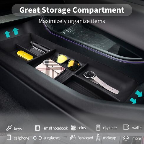 صينية تنظيم وحدة التحكم المركزية CDEFG 2023 2024 Lyriq لـ 2023 2024 Cadillac Lyriq وحدة التحكم مسند الذراع صينية تخزين صندوق إدخال ثانوي حاوية العملات المعدنية 2023 2024 ملحقات Lyriq (أسود) in Kuwait