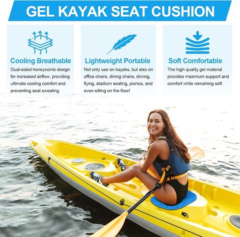 Anti Slip Kayak Seat Cushion,Thick Waterproof Seat Cushion Kayak Gel Seat Pad With Non-Slip Cover For Sit In Kayak Inflatable Kayak Canoe & Boat Kayak Accessories For Fishing Water Sports Outdoors in Saudi Arabia