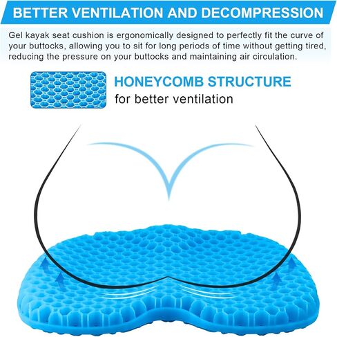 Anti Slip Kayak Seat Cushion,Thick Waterproof Seat Cushion Kayak Gel Seat Pad With Non-Slip Cover For Sit In Kayak Inflatable Kayak Canoe & Boat Kayak Accessories For Fishing Water Sports Outdoors in Saudi Arabia