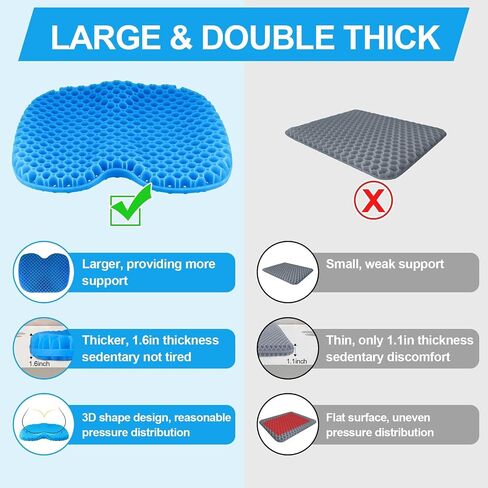 Anti Slip Kayak Seat Cushion,Thick Waterproof Seat Cushion Kayak Gel Seat Pad With Non-Slip Cover For Sit In Kayak Inflatable Kayak Canoe & Boat Kayak Accessories For Fishing Water Sports Outdoors in Saudi Arabia