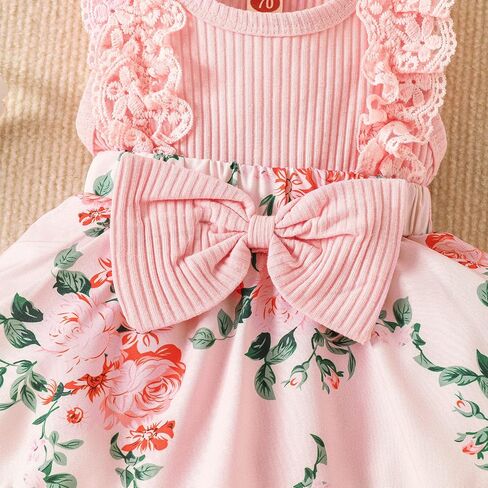 Karwuiio Newborn Baby Girl Clothes Floral Print Romper+Headband Ruffled Sleeveless Bodysuit Jumpsuits Infant Clothes in Saudi Arabia
