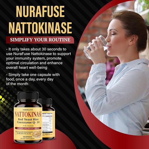 NATTOKINASE 11-in-1 Formula - 16,050mg with Red Yeast Rice Coenzyme Q-10 Quercetin, Milk Thistle, Resveratrol - Non-GMO, Gluten-Free, Soy-Free in Saudi Arabia