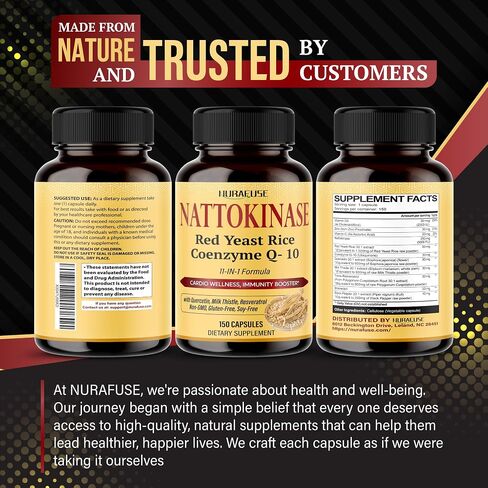 NATTOKINASE 11-in-1 Formula - 16,050mg with Red Yeast Rice Coenzyme Q-10 Quercetin, Milk Thistle, Resveratrol - Non-GMO, Gluten-Free, Soy-Free in Saudi Arabia