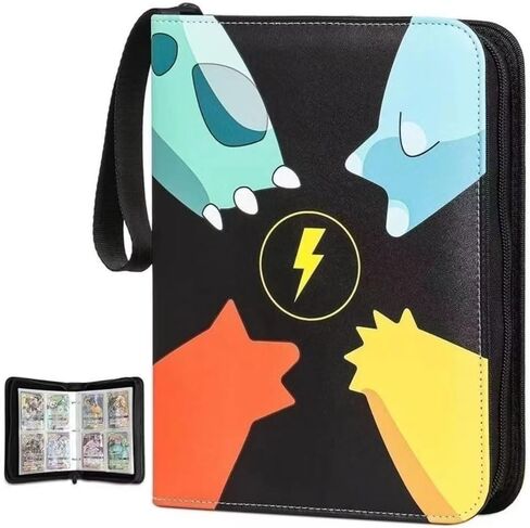 Card Binder 4-Pocket,400 Pockets Card Holder Album with 50 Removable Sleeves for Standard Size Cards TCG Trading Card Binder Display Storage Carrying Case-Black (02) in Saudi Arabia