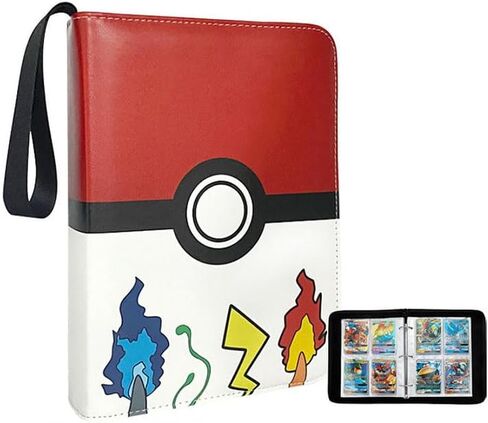 Card Binder 4-Pocket,400 Pockets Card Holder Album with 50 Removable Sleeves for Standard Size Cards TCG Trading Card Binder Display Storage Carrying Case-Black (02) in Saudi Arabia