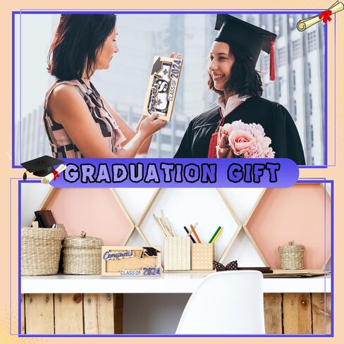 DoubleFill 6 قطع حامل نقود التخرج، صندوق بطاقات هدايا، حامل نقود خشبي، حامل نقود خشبي DIY للأطفال، حامل هدايا نقدية لحفلات التخرج من فئة 2024، محفظة نقود لهدية تخرج الكلية (ذهبي) in Saudi Arabia