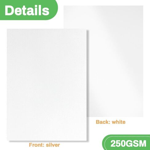 Sukh White Glitter Cardstock Paper - Glitter Cardstock Craft Paper A4 Thick Colored Crafts Christmas Valentines Gift Box Wrapping DIY Wedding Birthday Party Sparkle Decor Scrapbook 250GSM 10pcs in Saudi Arabia