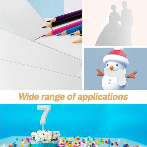 Sukh White Glitter Cardstock Paper - Glitter Cardstock Craft Paper A4 Thick Colored Crafts Christmas Valentines Gift Box Wrapping DIY Wedding Birthday Party Sparkle Decor Scrapbook 250GSM 10pcs in Saudi Arabia