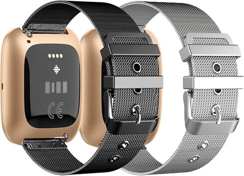BOTNUW 2-pack Metal Bands Compatible with Fit bit Versa 2/ Versa Lite/Versa SE/Versa Band, Stainless Steel Strap Bands for Versa 2 Bands Women Men in Saudi Arabia