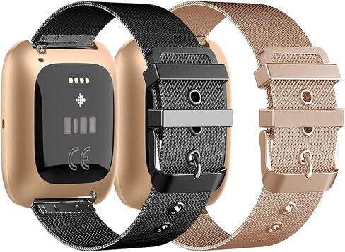 BOTNUW 2-pack Metal Bands Compatible with Fit bit Versa 2/ Versa Lite/Versa SE/Versa Band, Stainless Steel Strap Bands for Versa 2 Bands Women Men in Saudi Arabia