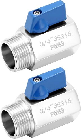 QWORK 2 Pack 3/4" NPT 316 Stainless Steel Inline Valve, Mini Ball Valve Shut-Off Valve, Female x Male NPT Thread Pipe Fitting in Saudi Arabia