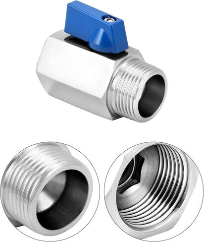 QWORK 2 Pack 3/4" NPT 316 Stainless Steel Inline Valve, Mini Ball Valve Shut-Off Valve, Female x Male NPT Thread Pipe Fitting in Saudi Arabia