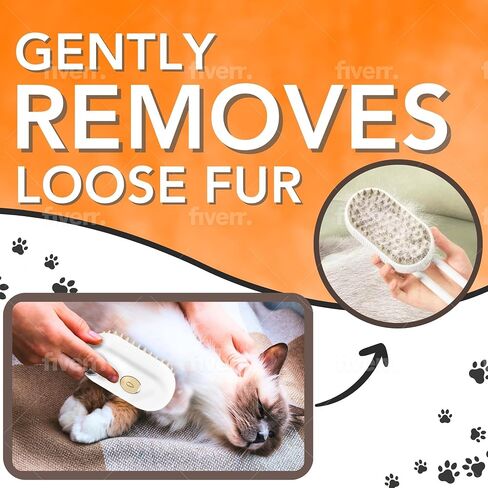 3-in-1 Steamy Cat & Dog Brush - Pet Hair Removal Tool with Fine Mist Spray for Gentle Detangling, Cleaning, Massaging - Rechargeable Dematting Comb Soft Bristles - Grooming Supplies (White) in Saudi Arabia