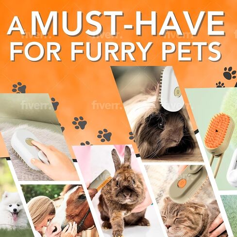 3-in-1 Steamy Cat & Dog Brush - Pet Hair Removal Tool with Fine Mist Spray for Gentle Detangling, Cleaning, Massaging - Rechargeable Dematting Comb Soft Bristles - Grooming Supplies (White) in Saudi Arabia