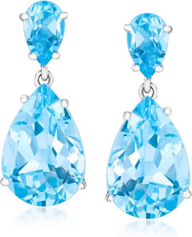 Ross-Simons 14.00 ct. t.w. Blue Topaz Drop Earrings in Sterling Silver in Kuwait