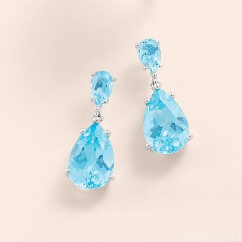 Ross-Simons 14.00 ct. t.w. Blue Topaz Drop Earrings in Sterling Silver in Kuwait