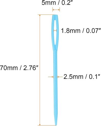 HARFINGTON 200pcs Plastic Sewing Needles, 7cm Length Large Eye Blunt Needles Learning Needles for Sewing Handmade Crafts DIY Notions Stitching, Blue in Saudi Arabia