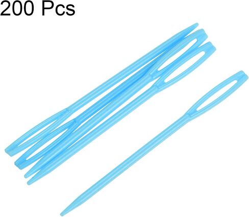 HARFINGTON 200pcs Plastic Sewing Needles, 7cm Length Large Eye Blunt Needles Learning Needles for Sewing Handmade Crafts DIY Notions Stitching, Blue in Saudi Arabia