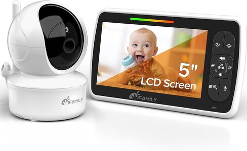 Baby Monitor - Large 5" Screen with 30Hrs Battery Life - Remote Pan-Tilt-Zoom;No WiFi, Two-Way Audio, Night Vision, Temperature, Lullabies, 960ft Long Range Baby Monitor with Camera and Audio in Saudi Arabia