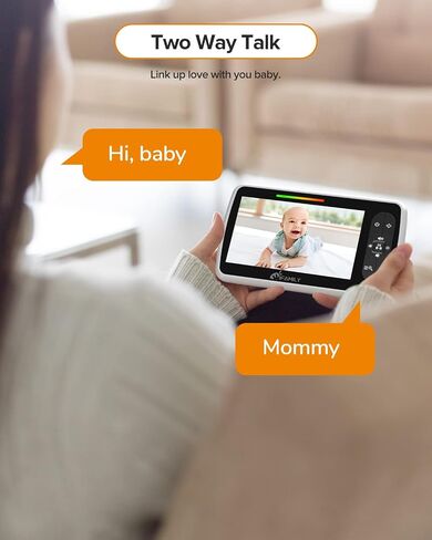 Baby Monitor - Large 5" Screen with 30Hrs Battery Life - Remote Pan-Tilt-Zoom;No WiFi, Two-Way Audio, Night Vision, Temperature, Lullabies, 960ft Long Range Baby Monitor with Camera and Audio in Saudi Arabia