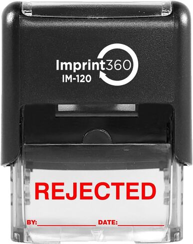 Supply360 AS-IMP1105R - Rejected Stamp with by: & Date:, Red Ink, Heavy Duty Commerical Self-Inking Rubber Stamp, 9/16" x 1-1/2" Impression in Saudi Arabia