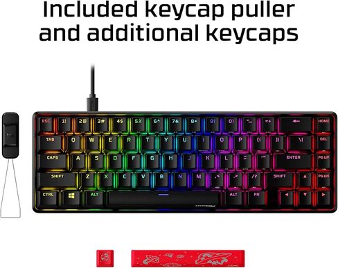 HyperX Alloy Origins 65 Mechanical Gaming Keyboard PBT RGB Backlit Aqua Switch ABS Keycaps Compatible PS5, PS4, Xbox Series X|S, NGENUITY Software, Windows, Laptop Computer Desk Setup, Black (Renewed) in Saudi Arabia