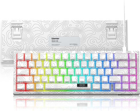Womier M68 HE 60% Gaming Keyboard,Rapid Trigger Mechanical Keyboard, Wired RGB Custom Keyboard with Pre-lube Magnetic Switch, PBT Topographic Keycaps for Mac/Win - White in Saudi Arabia