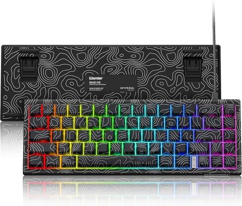 لوحة مفاتيح Womier M68 HE 60% للألعاب، لوحة مفاتيح ميكانيكية سريعة التشغيل، لوحة مفاتيح سلكية RGB مخصصة مع مفتاح مغناطيسي مسبق التشحيم، أغطية مفاتيح طبوغرافية PBT لجهاز Mac/Win - أبيض in Kuwait