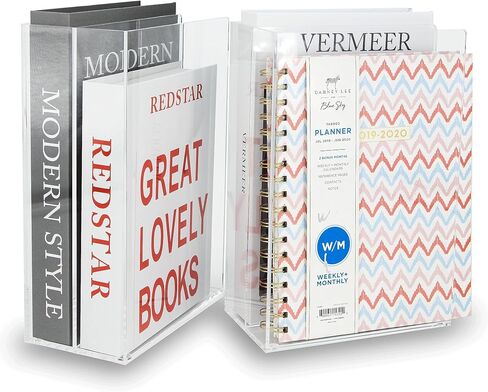 Acrylic Magazine File Holder 2 Sections Clear Magazine Rack Desk Organizer for Office Home Vertical File Book Sorter Holder 1 Pack (DP008) in Saudi Arabia