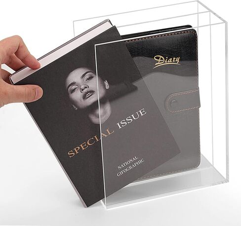 حامل ملفات المجلات من الأكريليك مكون من قسمين منظم مكتب رف المجلات الشفاف للمكتب والمنزل وحامل فارز الكتب الرأسي حزمة واحدة (DP008) in Saudi Arabia