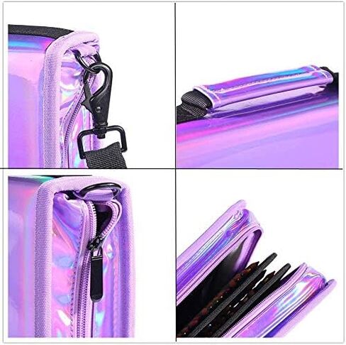 مقلمة شولانر 160 فتحة، طلاء ليزر من البولي يوريثان، سعة كبيرة، سحاب، حامل أقلام رصاص ملونة، سعة كبيرة، منظم حقيبة أقلام رصاص محمولة (أرجواني سحري، 160) in Kuwait