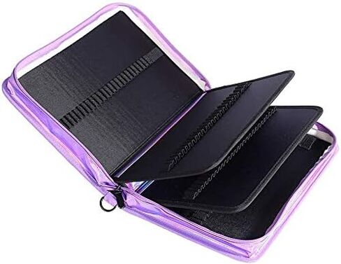 مقلمة شولانر 160 فتحة، طلاء ليزر من البولي يوريثان، سعة كبيرة، سحاب، حامل أقلام رصاص ملونة، سعة كبيرة، منظم حقيبة أقلام رصاص محمولة (أرجواني سحري، 160) in Kuwait