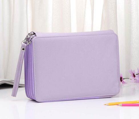 Shulaner Colored Pencil Case Organizer PU Leather Large Capacity Portable Pencil Bag 96 Slots Pencil Holder in Kuwait