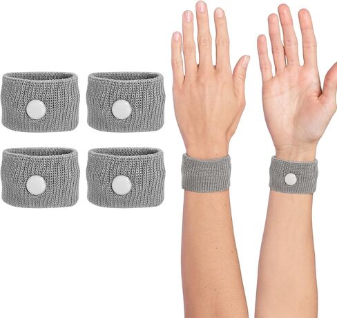Motion Sickness Wristband, Anti-Nausea Acupressure Wrist Band for Nausea Relief, Dizziness and Vomiting from Car Sea Boat Flying Travel Sickness for Adults and Kids (Grey, Small, 2 Pairs) in Saudi Arabia