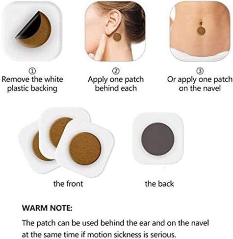 20 Pack Motion Sickness Patches - Fast Acting&No Side Effects - Relieves Vomiting,Nausea,Dizziness and Other Symptoms Resulted from Sickness of Cars,Ships,Airplanes,Cruise,Trains,Anti Nausea Patches in Kuwait