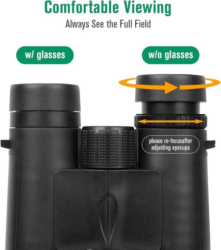 مناظير عالية الدقة مقاس 12 × 42 للبالغين عالية الطاقة - مناظير مدمجة مقاومة للماء مع محول هاتف عالمي - مناظير رؤية منخفضة الإضاءة لمشاهدة الطيور والصيد والسفر وسفينة الرحلات البحرية والأوبرا in Kuwait