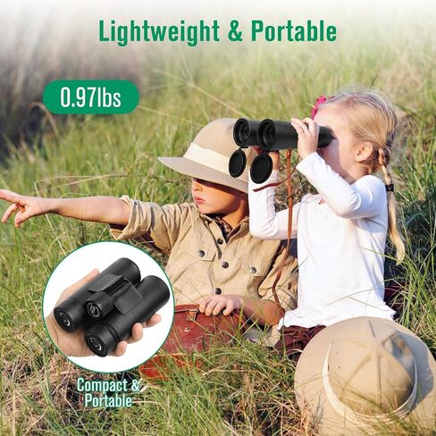 مناظير عالية الدقة مقاس 12 × 42 للبالغين عالية الطاقة - مناظير مدمجة مقاومة للماء مع محول هاتف عالمي - مناظير رؤية منخفضة الإضاءة لمشاهدة الطيور والصيد والسفر وسفينة الرحلات البحرية والأوبرا in Kuwait