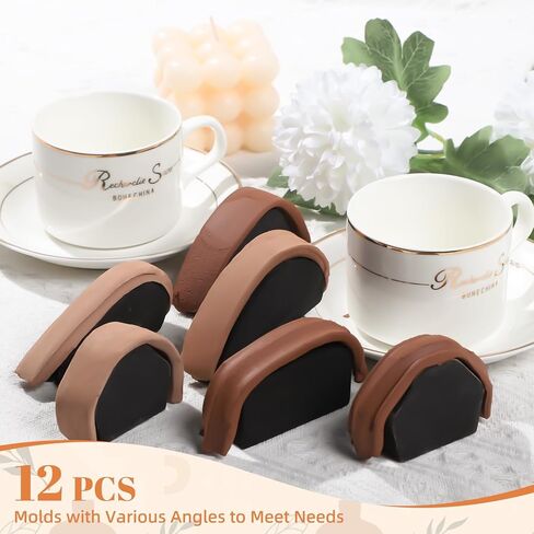 2 Pcs Pottery Carving Tools Sculpture Scraper with 12 Pcs Mug Handle Forms Molds, Pottery Handle Making Tools for Teacup Mug Cup Handle Making(Dark Brown) in Saudi Arabia