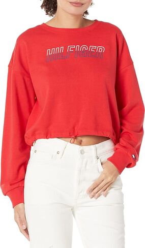 سويت شيرت نسائي مفتوح من Tommy Hilfiger برقبة دائرية بلونين in Kuwait