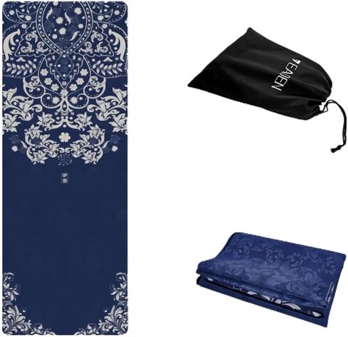 IEADEN 𝐓𝐫𝐚𝐯𝐞𝐥 𝐘𝐨𝐠𝐚 𝐌𝐚𝐭 - Foldable & Lightweight , Eco-Friendly Yoga Mat with Carrying Bag | Non-Slip & Absorbent Suede Mat, Ideal for Yoga, Pilates, Hot Yoga, Workout - 72"L x 26"W x 1.5mm Thick in Saudi Arabia