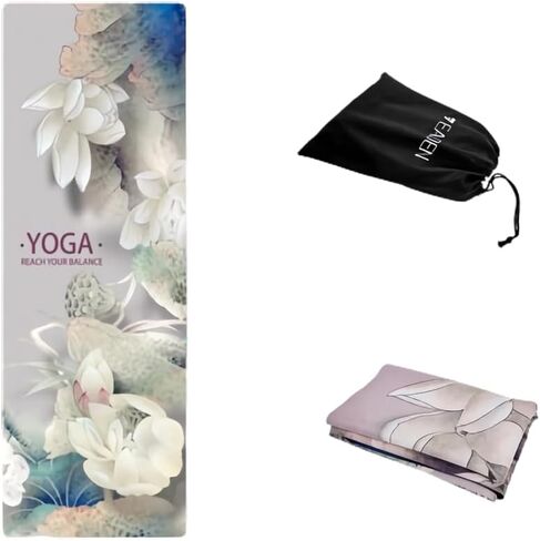 𝐓𝐫𝐚𝐯𝐞𝐥 𝐘𝐨𝐠𝐚 𝐌𝐚𝐭 - Foldable & Lightweight , Eco-Friendly Yoga Mat with Carrying Bag | Non-Slip & Absorbent Suede Mat, Ideal for Yoga, Pilates, Hot Yoga, Workout - 72"L x 26"W x 1.5mm Thick in Saudi Arabia