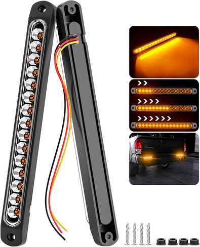 PSEQT 10 بوصة 15 LED شريط إضاءة خلفي للفرامل الحمراء تجميع أضواء الفرامل الثالثة معرف تعريف التخليص شريط ضوء مقاوم للماء لعربة الجولف رانجلر شاحنة الطرق الوعرة RV UTV ATV عربة الثلج، قطعتان in Kuwait