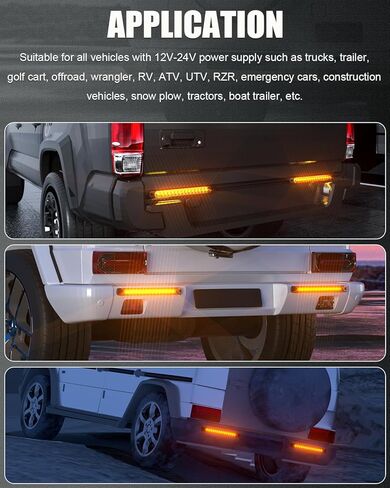 PSEQT 10 بوصة 15 LED شريط إضاءة خلفي للفرامل الحمراء تجميع أضواء الفرامل الثالثة معرف تعريف التخليص شريط ضوء مقاوم للماء لعربة الجولف رانجلر شاحنة الطرق الوعرة RV UTV ATV عربة الثلج، قطعتان in Kuwait