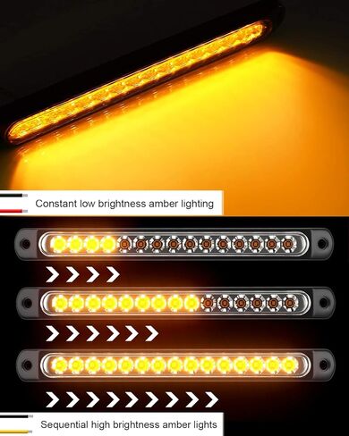 PSEQT 10 بوصة 15 LED شريط إضاءة خلفي للفرامل الحمراء تجميع أضواء الفرامل الثالثة معرف تعريف التخليص شريط ضوء مقاوم للماء لعربة الجولف رانجلر شاحنة الطرق الوعرة RV UTV ATV عربة الثلج، قطعتان in Kuwait