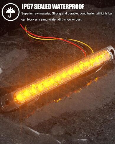 PSEQT 10 بوصة 15 LED شريط إضاءة خلفي للفرامل الحمراء تجميع أضواء الفرامل الثالثة معرف تعريف التخليص شريط ضوء مقاوم للماء لعربة الجولف رانجلر شاحنة الطرق الوعرة RV UTV ATV عربة الثلج، قطعتان in Kuwait