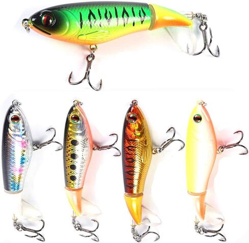 مجموعة طعم GUFIKY مكونة من 5 قطع من طُعم الصيد ووبر بوبر كومبو 5.13 بوصة/0.56 أونصة مع ذيل دوار للباس، وسمك السلمون المرقط، وعين رمادية فاتحة اللون، والبايك والطعوم الصلبة العائمة في المياه العلوية المسكية in Kuwait