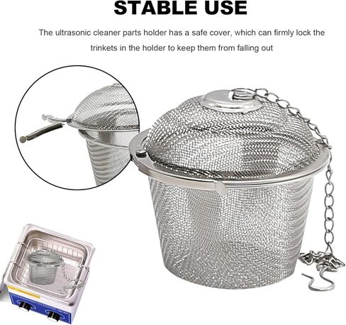 3 قطع من WOOSUKBE 1.7 بوصة 2.5 بوصة 3.5 بوصة سلال تنظيف سلة من الفولاذ المقاوم للصدأ، منظف أجزاء بالموجات فوق الصوتية، سلة تنظيف المجوهرات بالبخار، حامل صغير مزود بخطاف in Kuwait